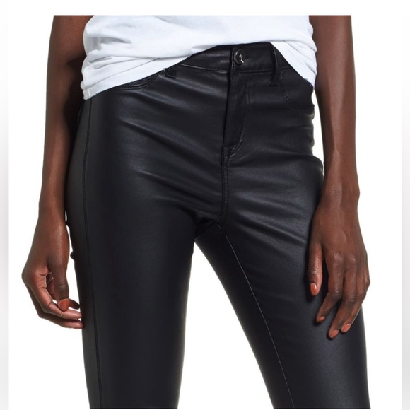 Nordstrom 1822 Denim High Waist Coated Leather Ankle Skinny - Picture 10 of 16